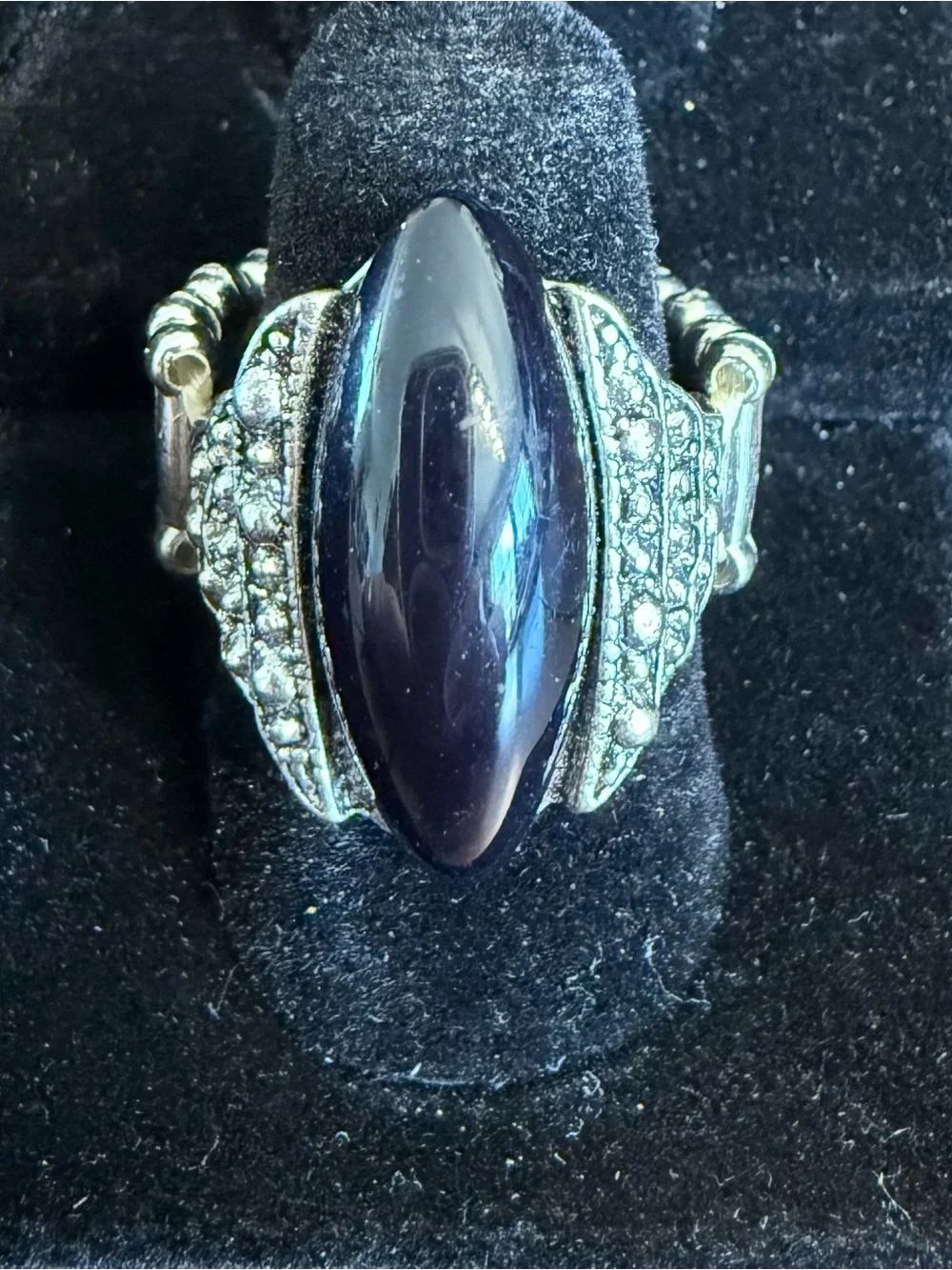 paparazzi Black Marquise Cabochon Ring with Sparkle Accents